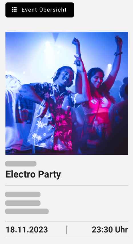 Moderner mobil-optimierter Ticketshop im eigenen Party-Design